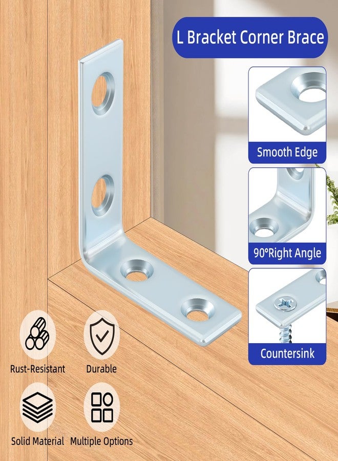 Home Master Hardware مجموعة من 40 قطعة من دعامات الزاوية القائمة على شكل حرف L مقاس 1-1/2 بوصة من هوم ماستر هاردوير مع براغي - Image 3